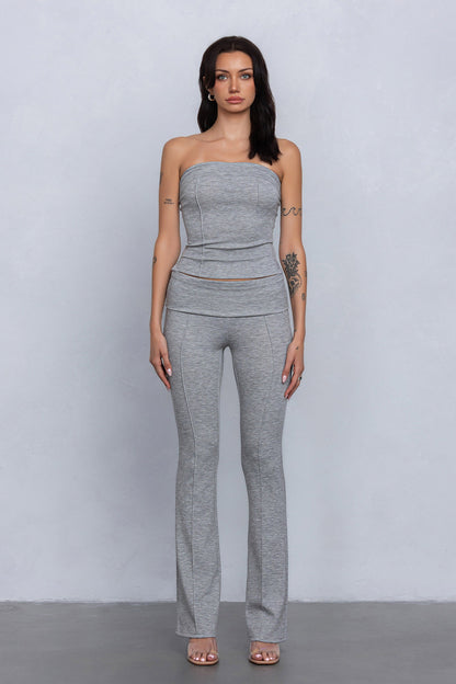 Elliana Strapless Jersey Knit Two Piece Foldover Pant Set