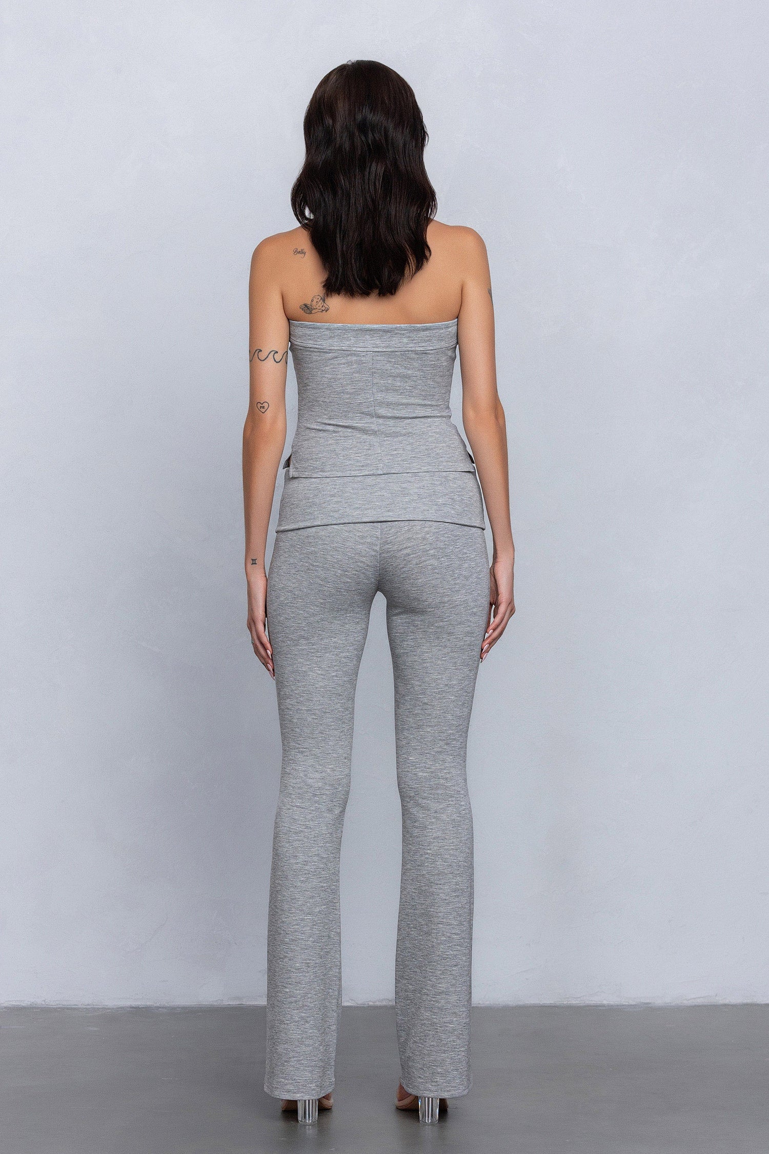 Elliana Strapless Jersey Knit Two Piece Foldover Pant Set