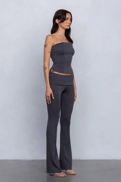 Elliana Strapless Jersey Knit Two Piece Foldover Pant Set