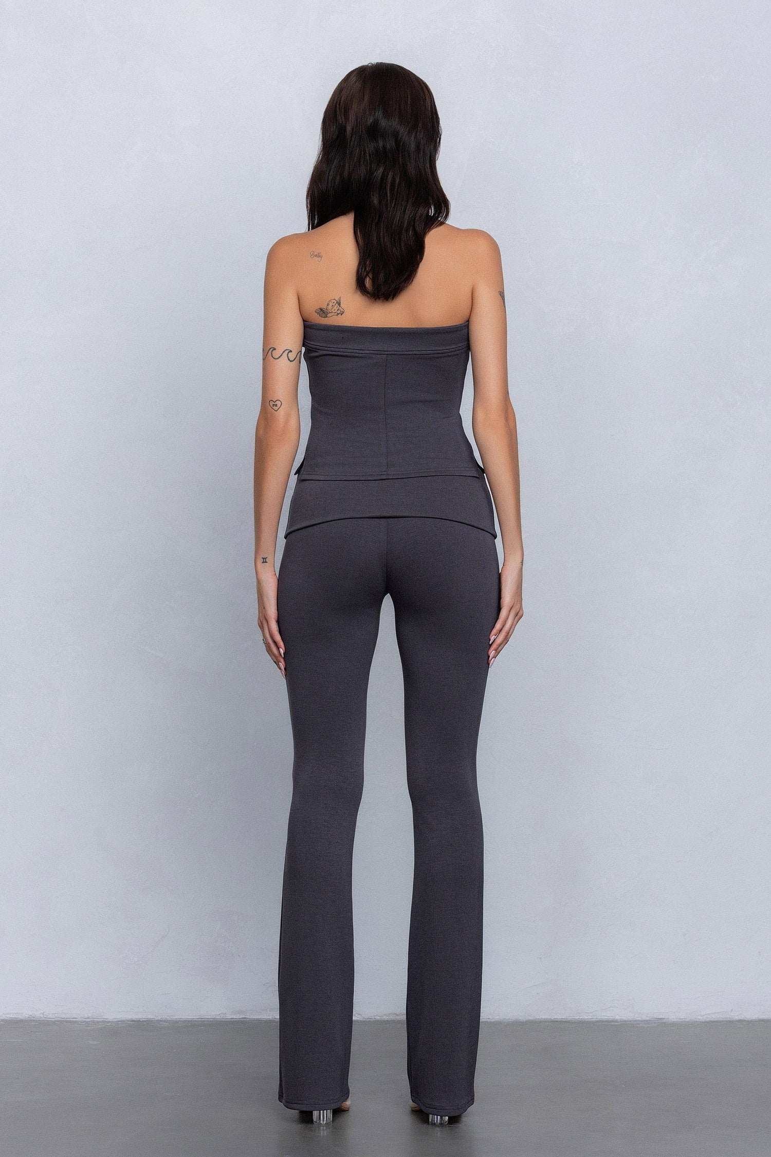 Elliana Strapless Jersey Knit Two Piece Foldover Pant Set