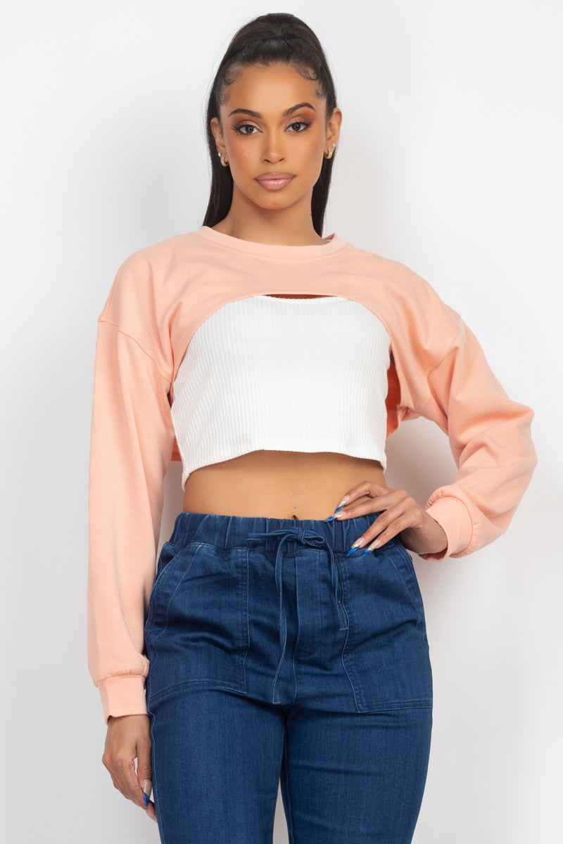 Keep It Casual Two Piece Sleeveless Top With Shrug Sweater Set