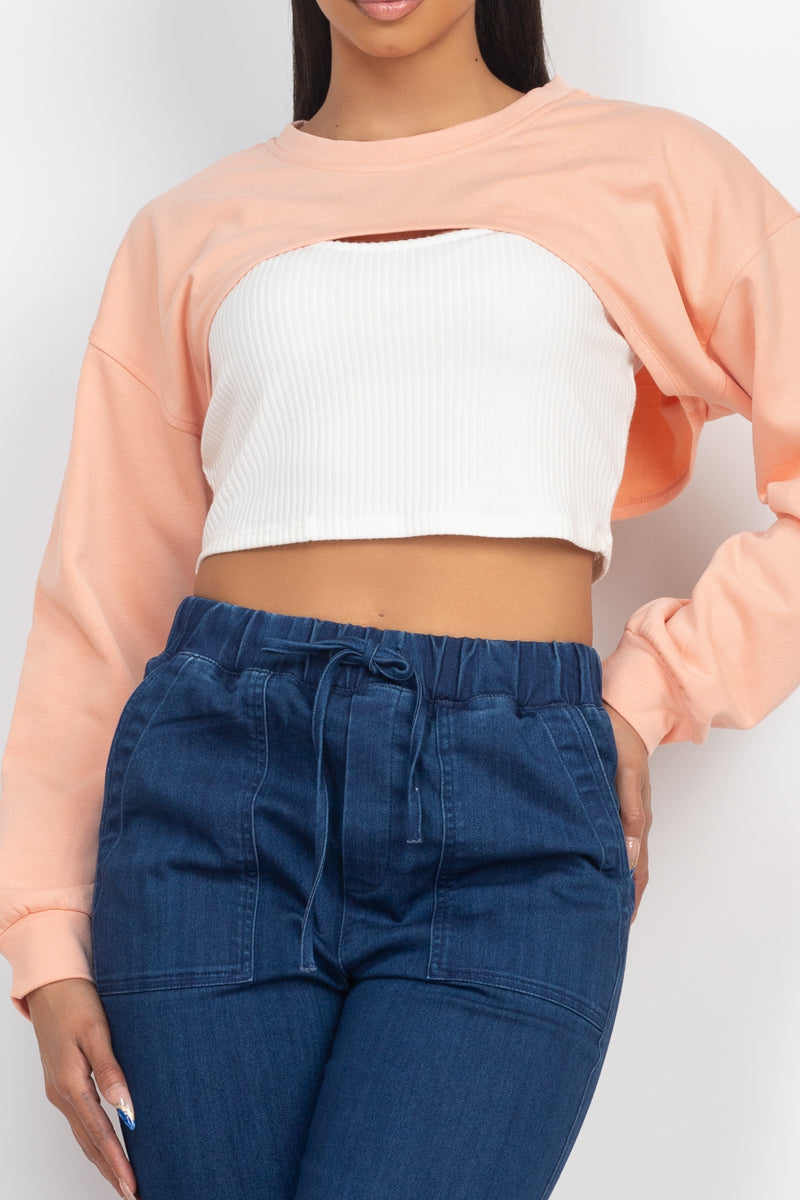 Keep It Casual Two Piece Sleeveless Top With Shrug Sweater Set