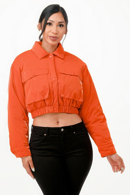 Dionne Cropped Puffer Bomber Jacket