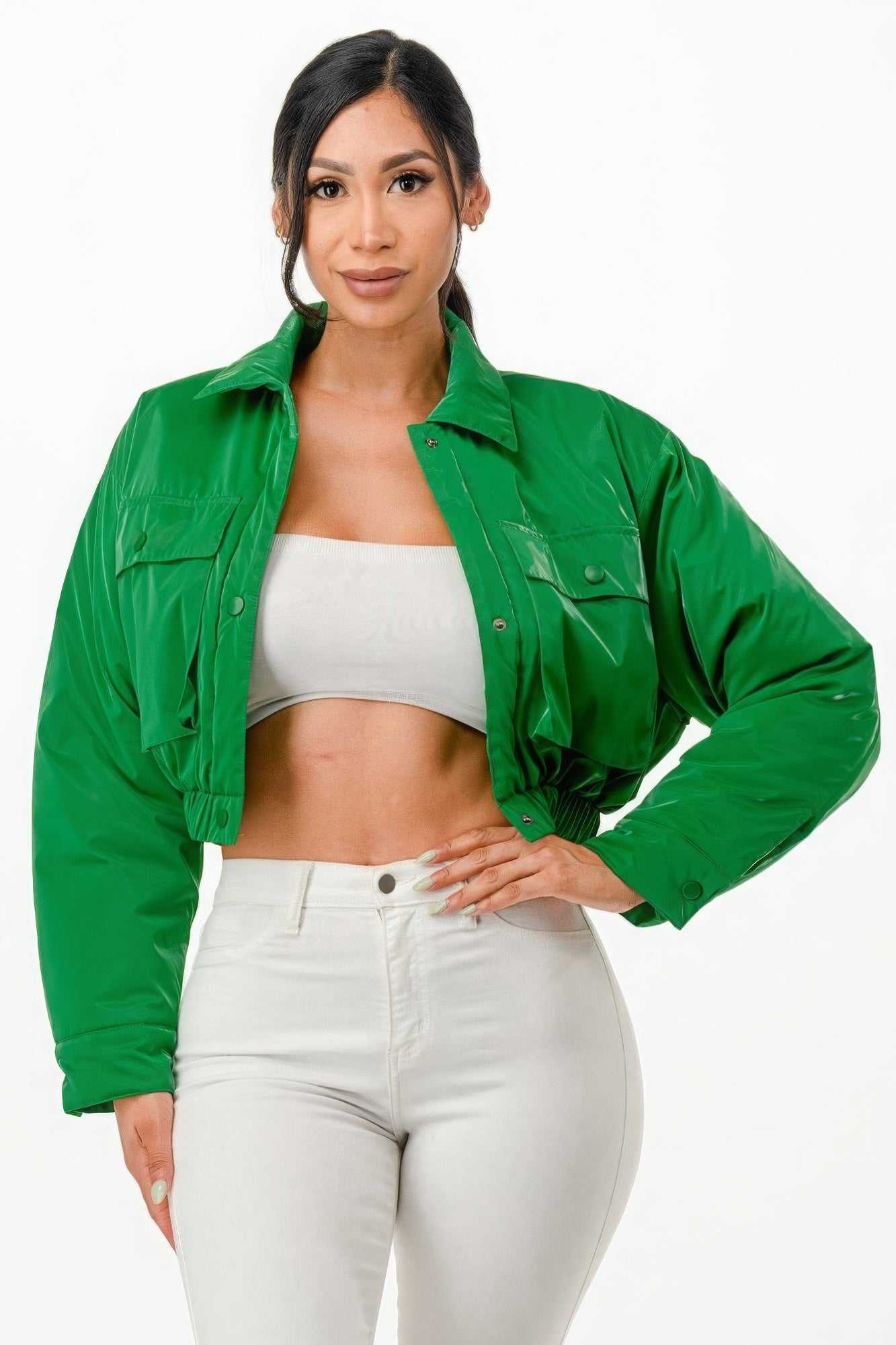 Dionne Cropped Puffer Bomber Jacket