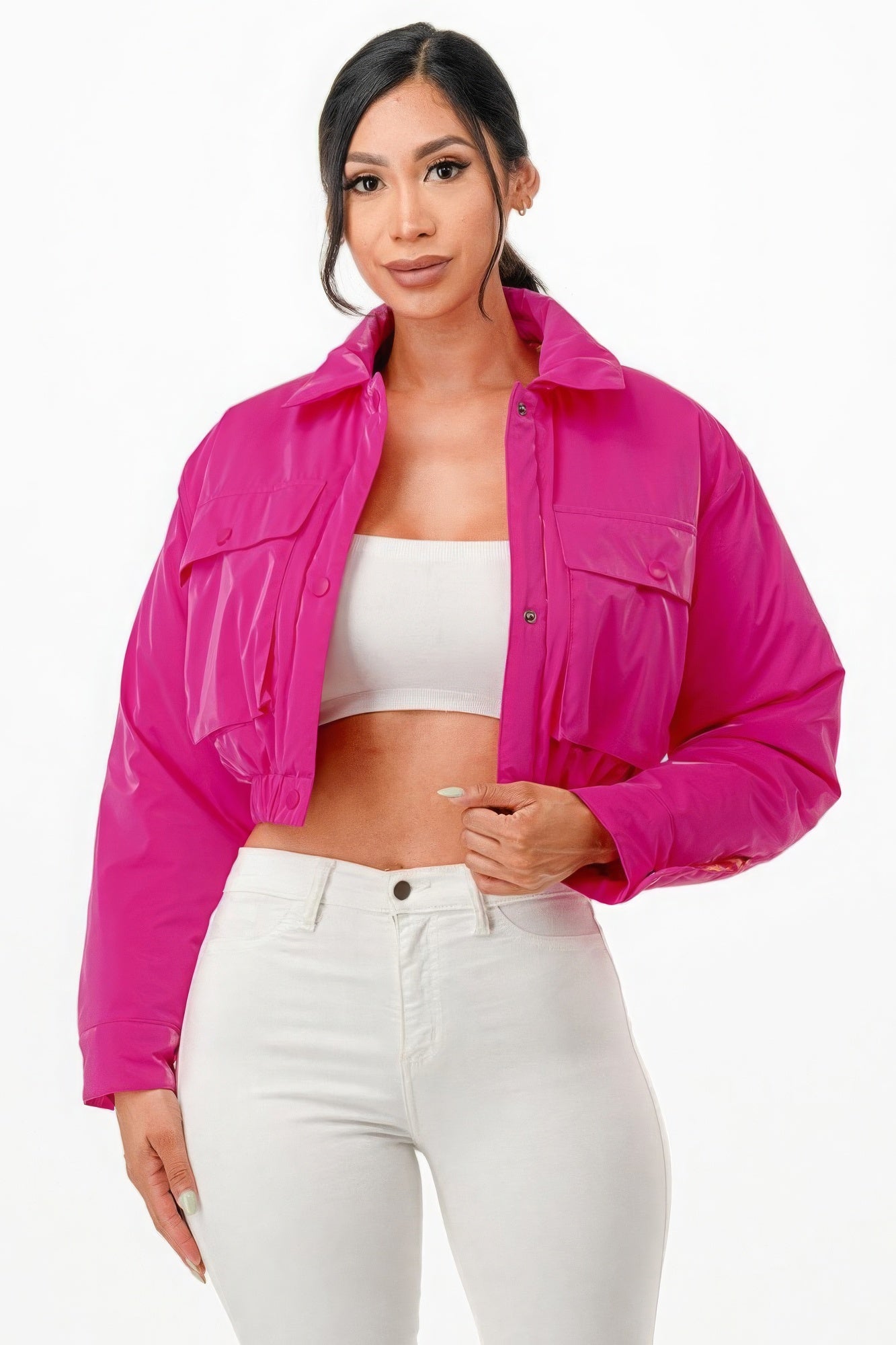 Dionne Cropped Puffer Bomber Jacket