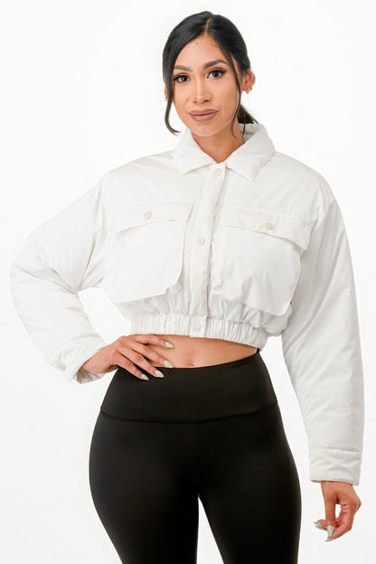 Dionne Cropped Puffer Bomber Jacket