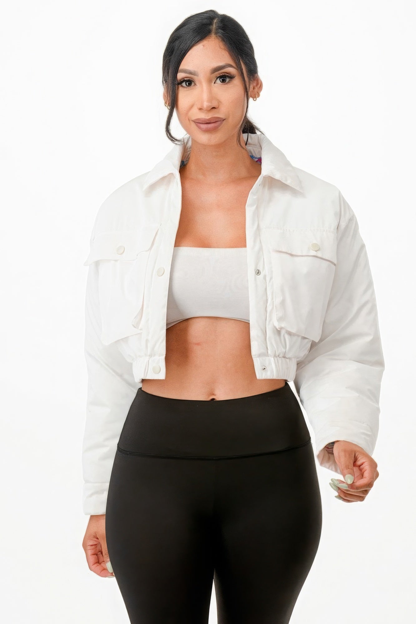 Dionne Cropped Puffer Bomber Jacket