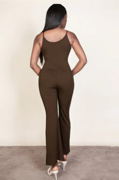 Casual Basics Rib Knit Sleeveless Wide Leg Jumpsuit