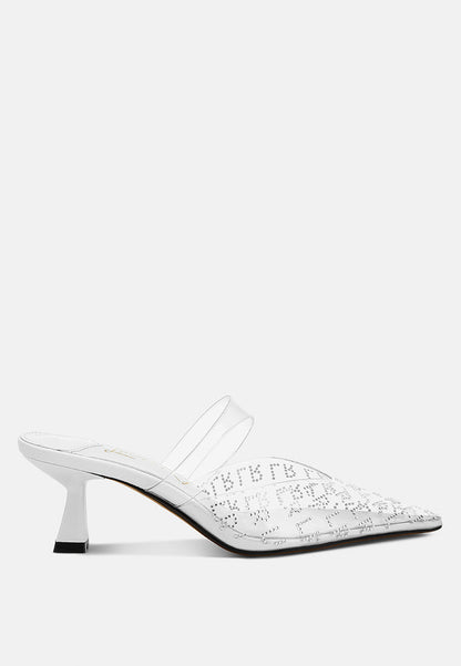 Holli Rhinestones Detail Clear Perspex High Heel Mules