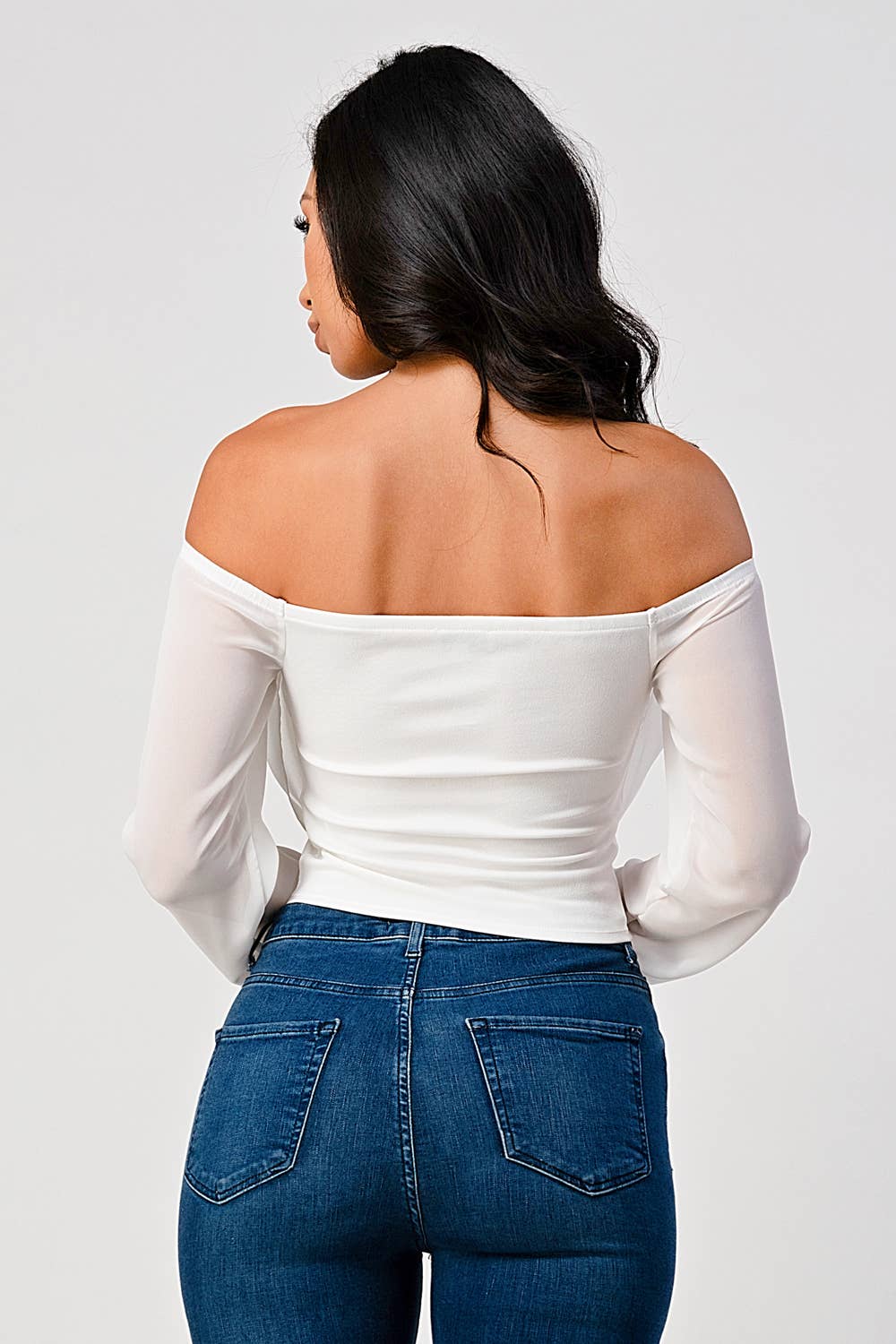 Marbella Off Shoulder Draped Front Long Sleeve Top