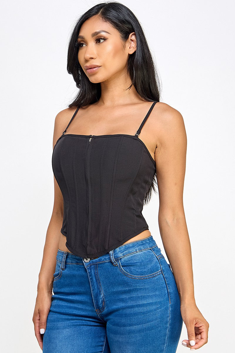 Victoria Zip Front Cami Strap Corset Top