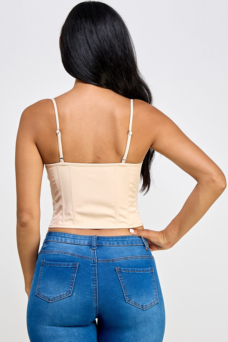 Victoria Zip Front Cami Strap Corset Top