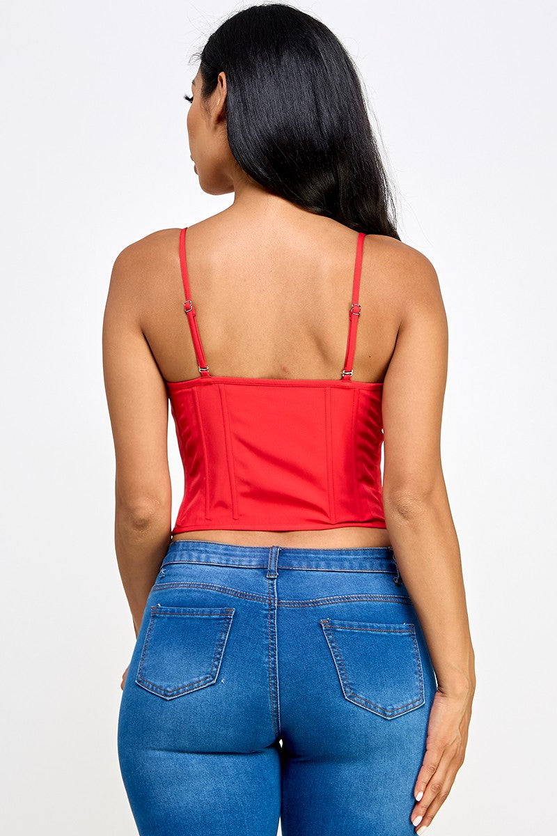 Victoria Zip Front Cami Strap Corset Top