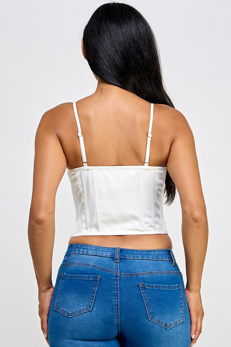 Victoria Zip Front Cami Strap Corset Top