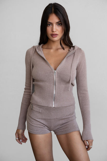 Christina Sweater Rib Knit Two Piece Short Set