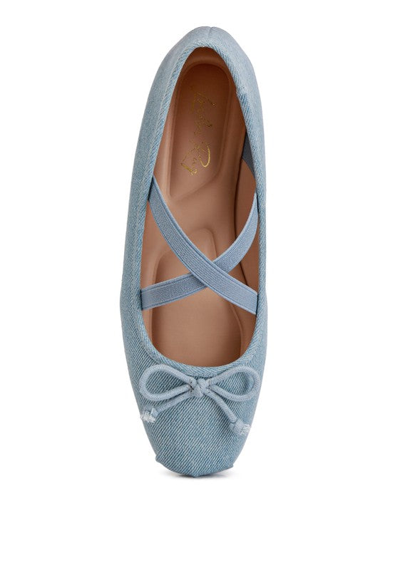 Arianna Criss Cross Strap Bow Detail Ballet Flats