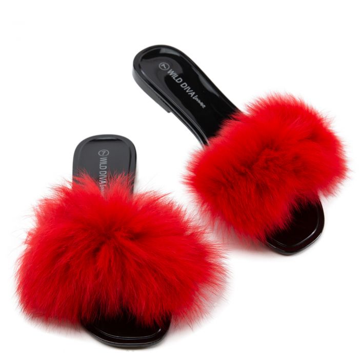 Jackie Faux Fur Jelly Flat Sandals