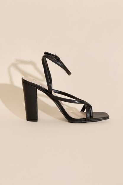 Aisha Square Toe Strappy High Heeled Sandals - ShopRbls