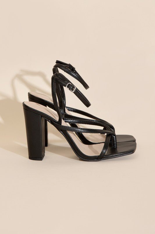 Aisha Square Toe Strappy High Heeled Sandals - ShopRbls