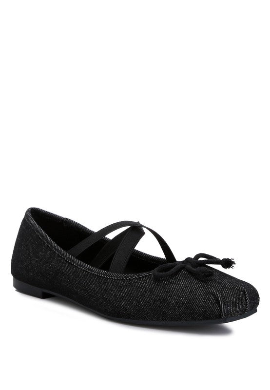 Arianna Criss Cross Strap Bow Detail Ballet Flats