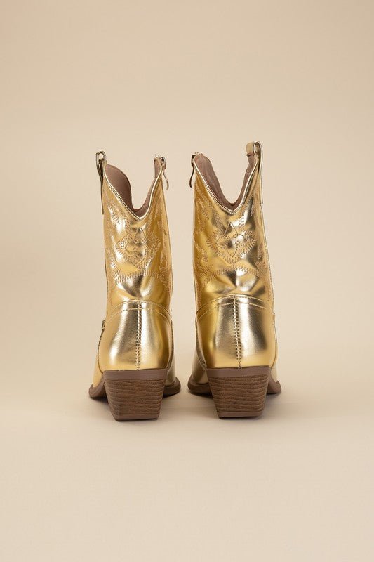 Bach In Nash Metallic Western Ankle Boots - ShopRbls