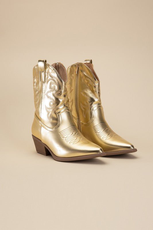 Bach In Nash Metallic Western Ankle Boots - ShopRbls