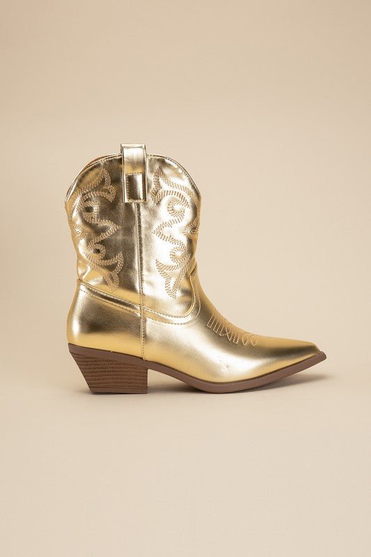 Bach In Nash Metallic Western Ankle Boots - ShopRbls