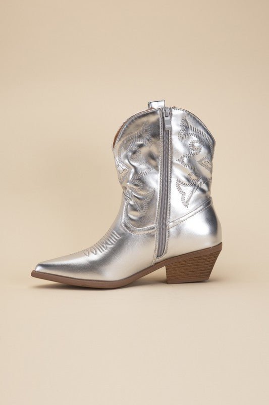 Bach In Nash Metallic Western Ankle Boots - ShopRbls