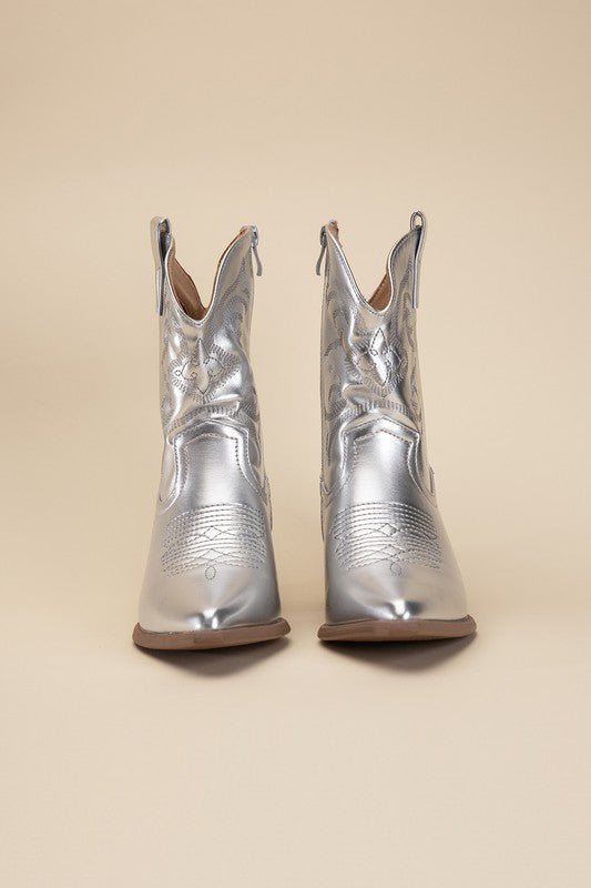 Bach In Nash Metallic Western Ankle Boots - ShopRbls