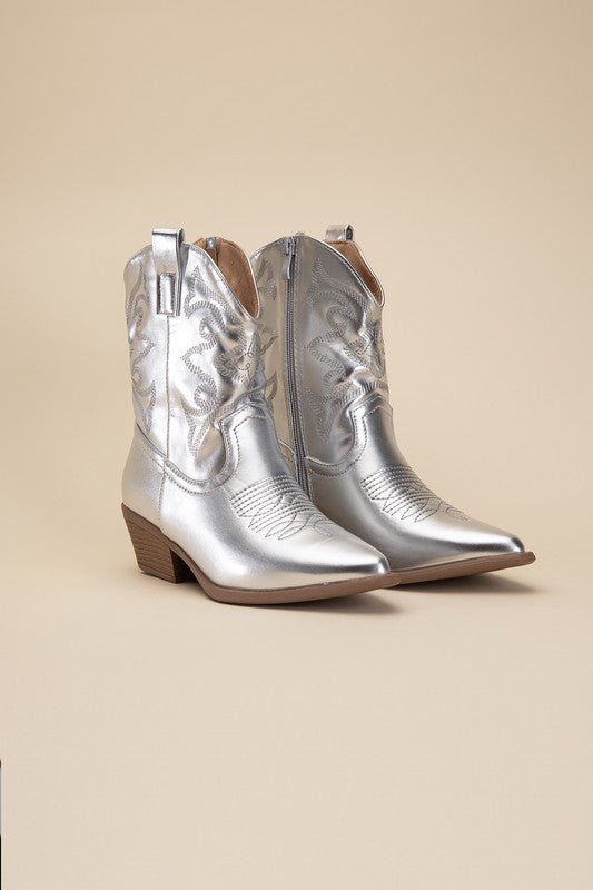 Bach In Nash Metallic Western Ankle Boots - ShopRbls