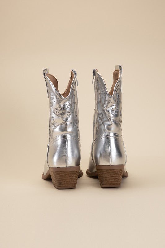 Bach In Nash Metallic Western Ankle Boots - ShopRbls