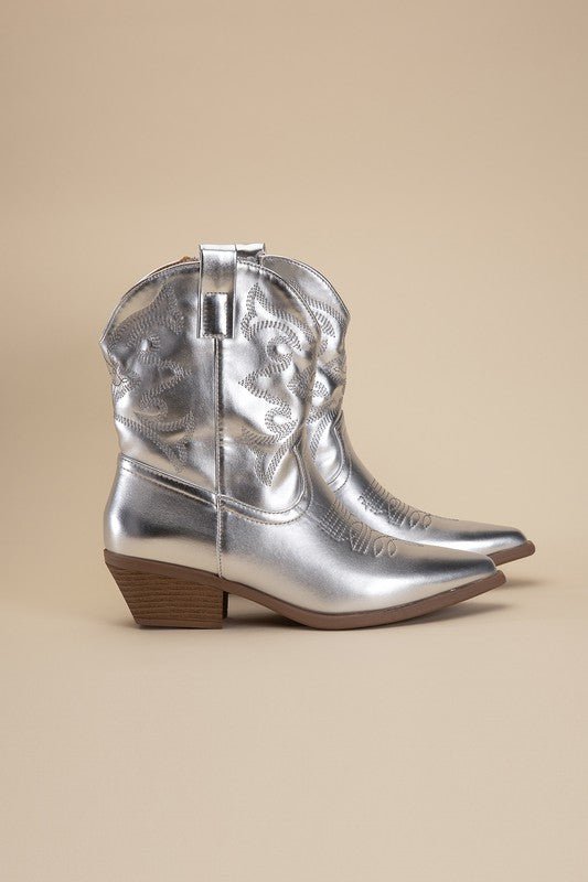 Bach In Nash Metallic Western Ankle Boots - ShopRbls