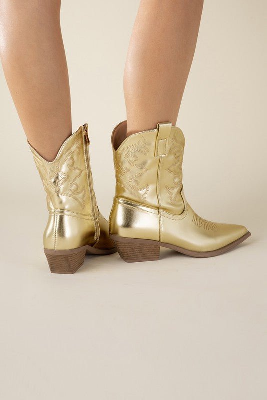 Bach In Nash Metallic Western Ankle Boots - ShopRbls