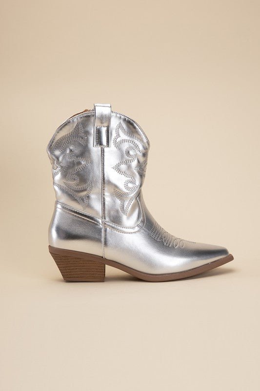 Bach In Nash Metallic Western Ankle Boots - ShopRbls