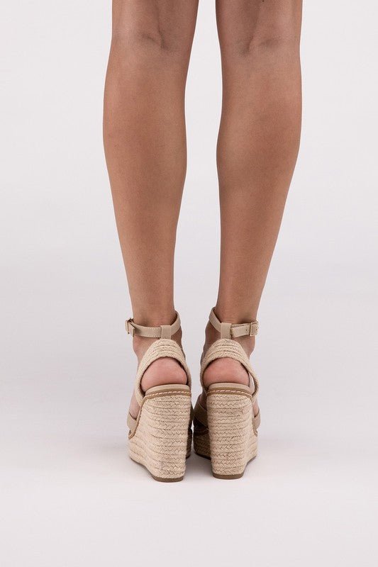 Bastet Ankle Strap Espadrille High Heel Wedge Sandals - ShopRbls