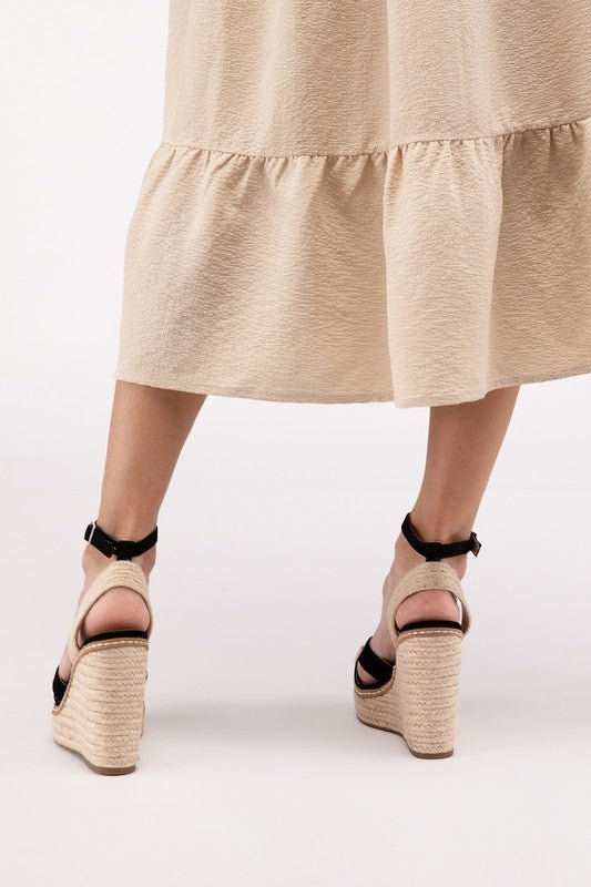 Bastet Ankle Strap Espadrille High Heel Wedge Sandals - ShopRbls