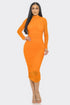 Beverly Mock Neck Long Sleeve Ruched Mesh Midi Dress - ShopRbls