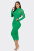 Beverly Mock Neck Long Sleeve Ruched Mesh Midi Dress - ShopRbls