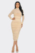 Beverly Mock Neck Long Sleeve Ruched Mesh Midi Dress - ShopRbls