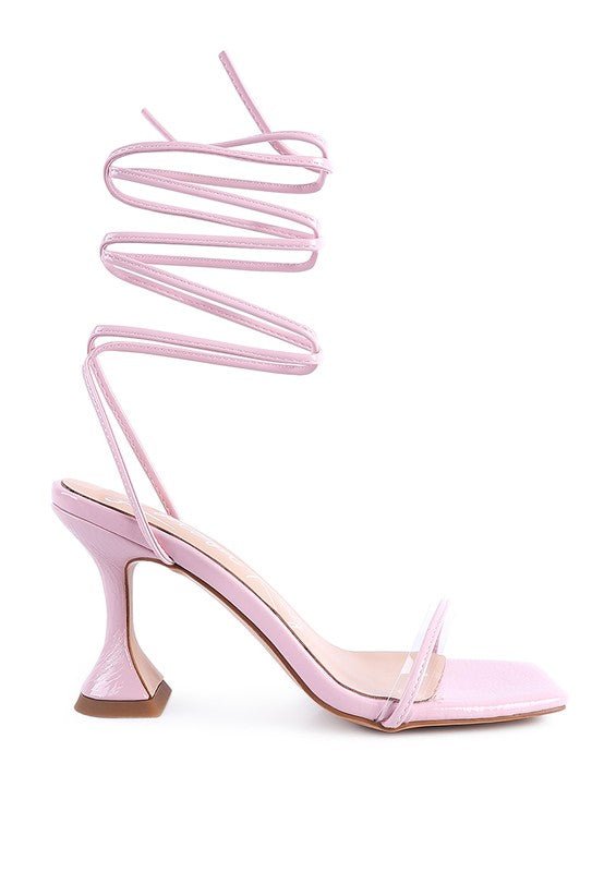 Bitten Lace Up Straps Patent High Heel Sandals - ShopRbls