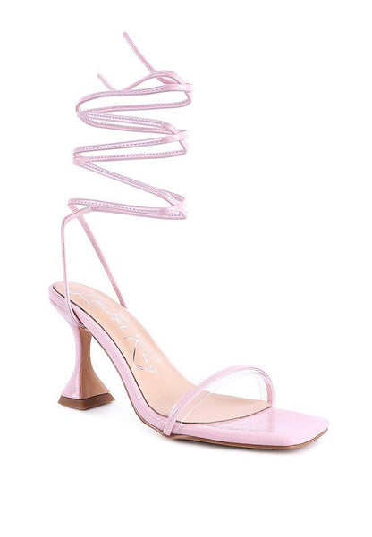 Bitten Lace Up Straps Patent High Heel Sandals - ShopRbls