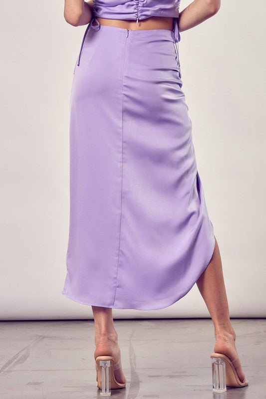 Born With It Gathered Side Satin Maxi Skirt - ShopRbls