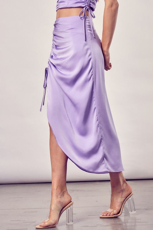 Born With It Gathered Side Satin Maxi Skirt - ShopRbls