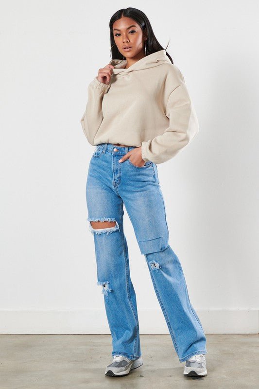 Brooklyn High Rise Distressed Wide Leg Jeans - ShopRbls