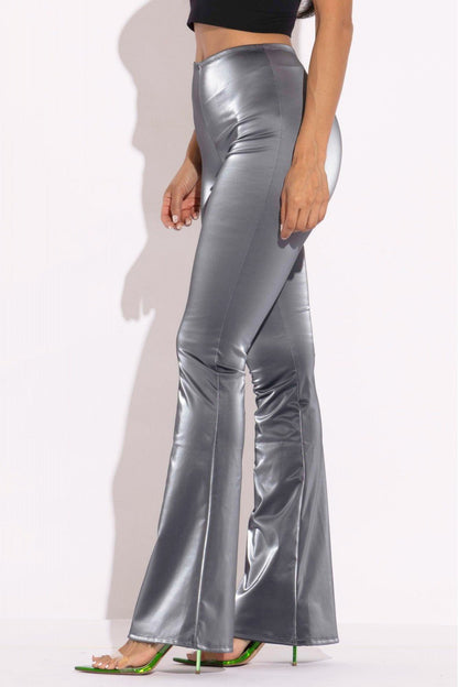 Butter Velvet PU High Rise Flared Pants - ShopRbls