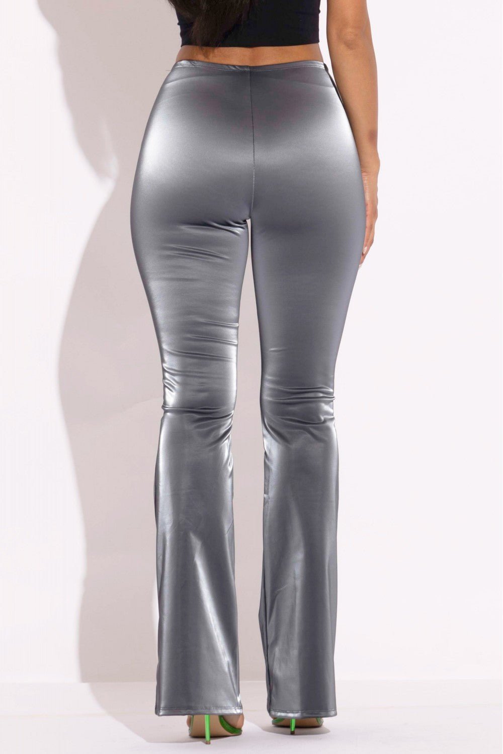 Butter Velvet PU High Rise Flared Pants - ShopRbls