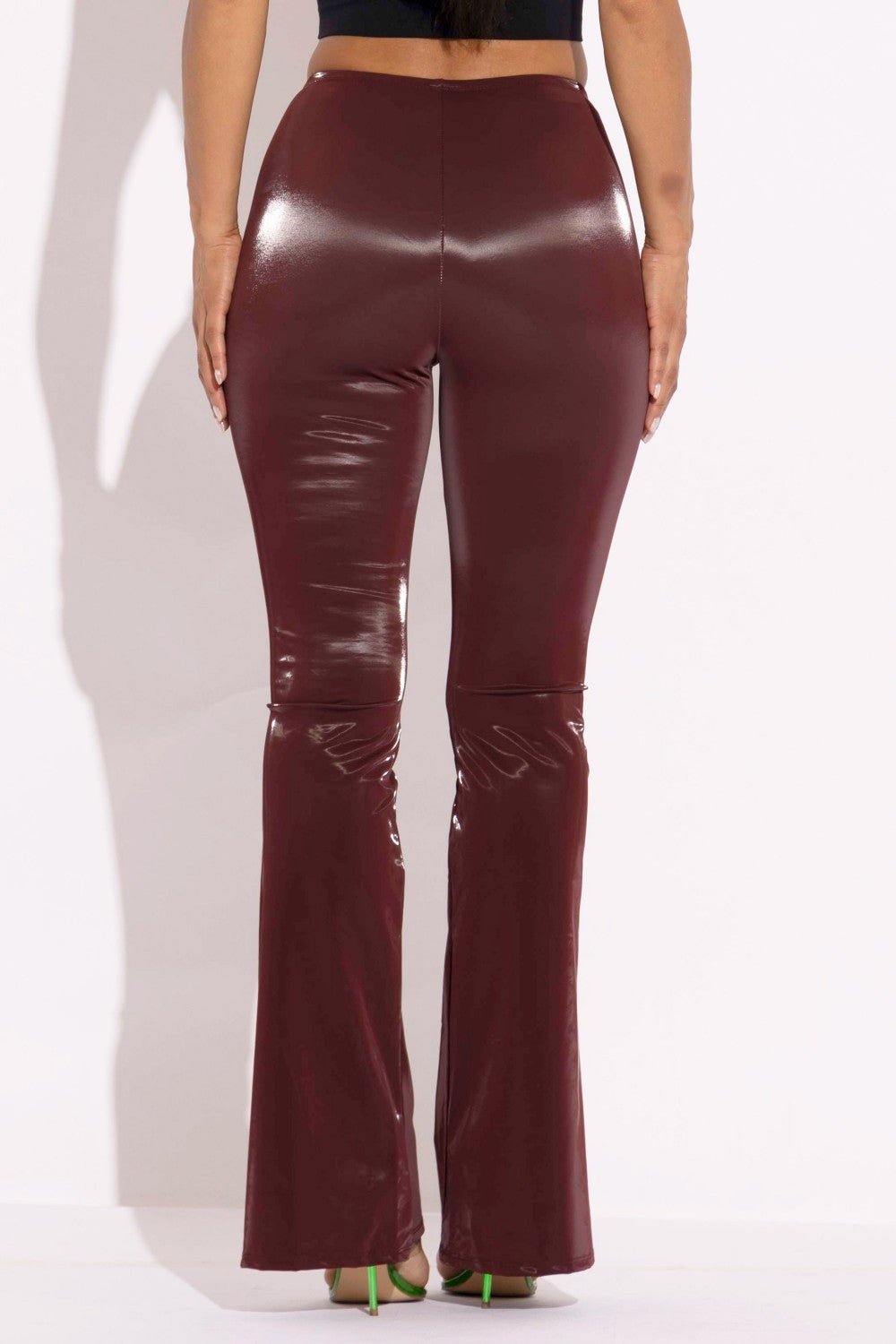 Butter Velvet PU High Rise Flared Pants - ShopRbls