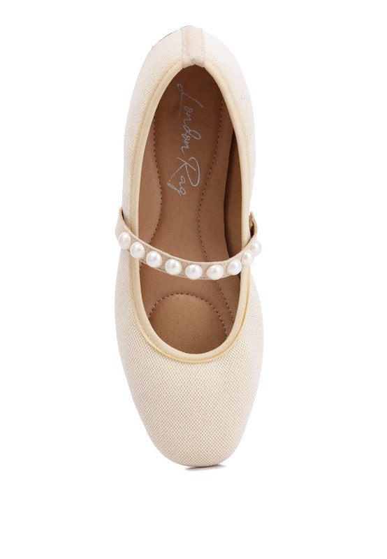 Swan Pearls Embellished Ballerina Flats