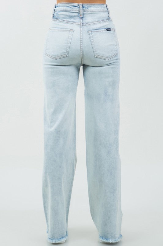 Charlie High Waisted Light Wash Denim Wide Leg Jeans