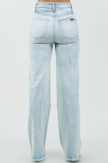 Charlie High Waisted Light Wash Denim Wide Leg Jeans